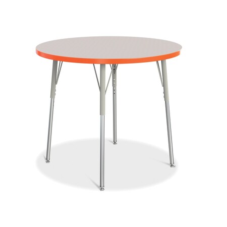 Jonti-Craft Berries Round Activity Table, 36 in. Diameter, A-height, Freckled Gray/Orange/Gray 6488JCA114